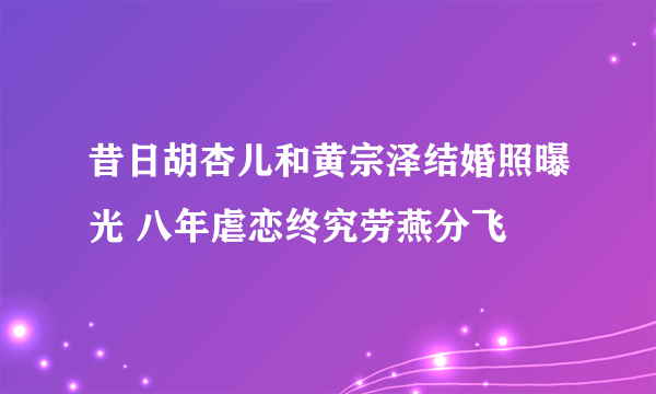 昔日胡杏儿和黄宗泽结婚照曝光 八年虐恋终究劳燕分飞