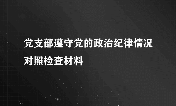 党支部遵守党的政治纪律情况对照检查材料