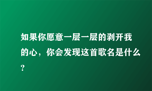 如果你愿意一层一层的剥开我的心，你会发现这首歌名是什么？