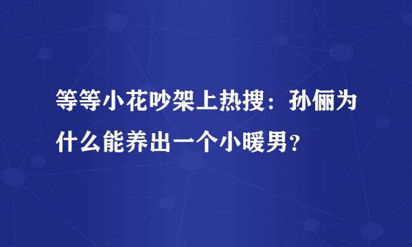 等等小花吵架上热搜：孙俪为什么能养出一个小暖男？