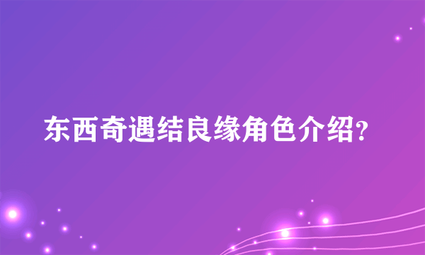 东西奇遇结良缘角色介绍？