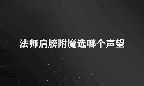 法师肩膀附魔选哪个声望