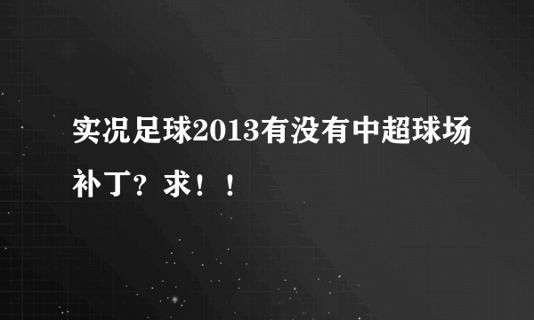 实况足球2013有没有中超球场补丁？求！！