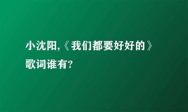 小沈阳,《我们都要好好的》歌词谁有?