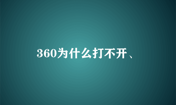 360为什么打不开、