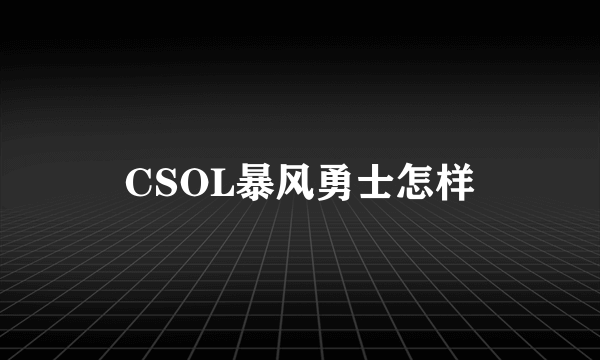 CSOL暴风勇士怎样