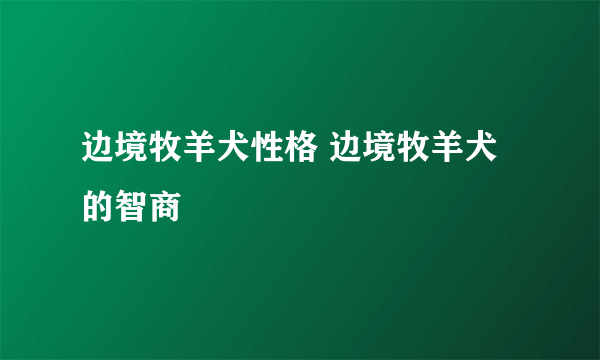 边境牧羊犬性格 边境牧羊犬的智商