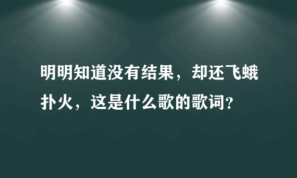 明明知道没有结果，却还飞蛾扑火，这是什么歌的歌词？