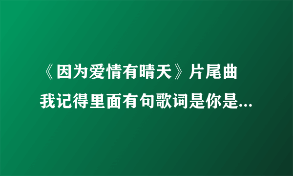 《因为爱情有晴天》片尾曲 我记得里面有句歌词是你是我的谁 这首歌歌名