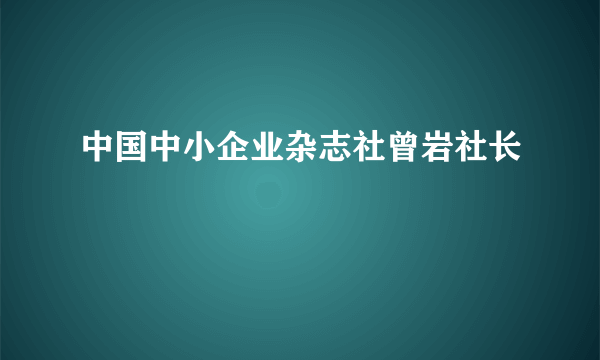 中国中小企业杂志社曾岩社长