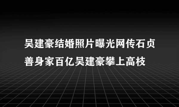 吴建豪结婚照片曝光网传石贞善身家百亿吴建豪攀上高枝