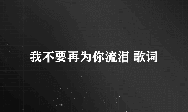 我不要再为你流泪 歌词