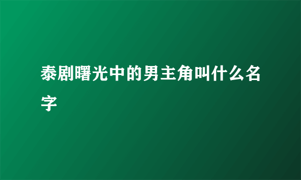 泰剧曙光中的男主角叫什么名字