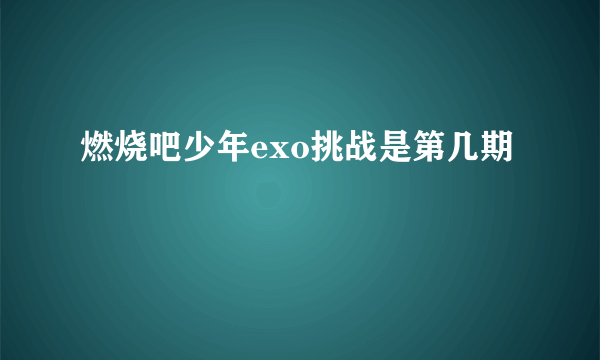 燃烧吧少年exo挑战是第几期