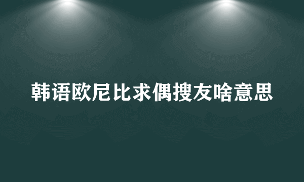 韩语欧尼比求偶搜友啥意思