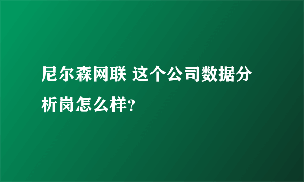 尼尔森网联 这个公司数据分析岗怎么样？