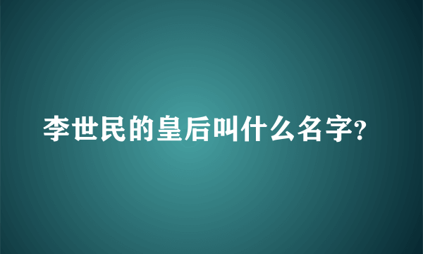 李世民的皇后叫什么名字？