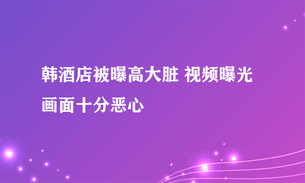 韩酒店被曝高大脏 视频曝光画面十分恶心