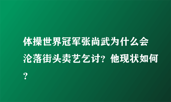 体操世界冠军张尚武为什么会沦落街头卖艺乞讨？他现状如何？