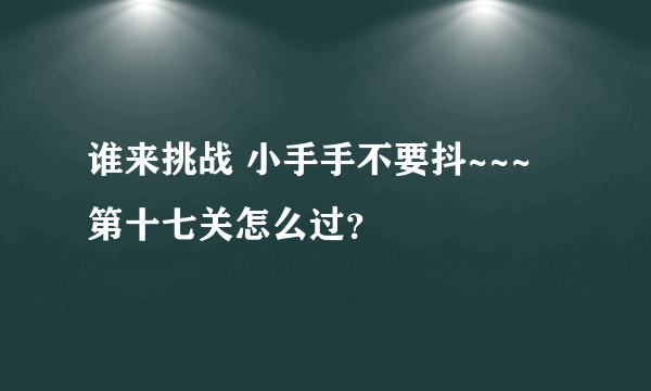 谁来挑战 小手手不要抖~~~ 第十七关怎么过？