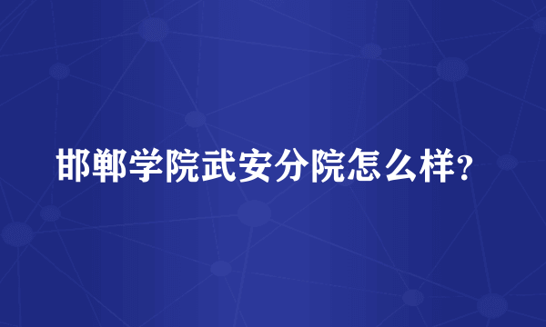 邯郸学院武安分院怎么样？