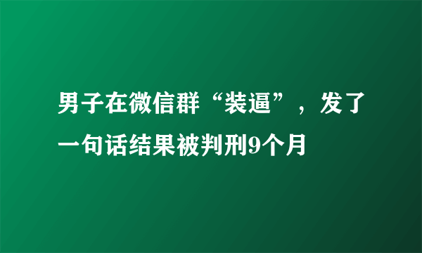 男子在微信群“装逼”，发了一句话结果被判刑9个月