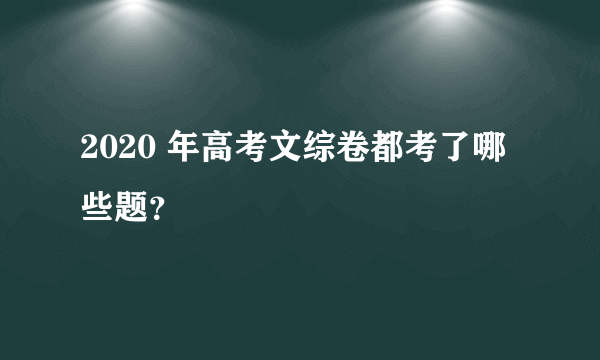 2020 年高考文综卷都考了哪些题？