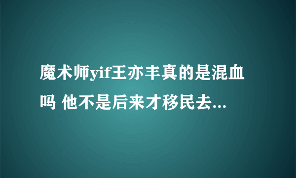 魔术师yif王亦丰真的是混血吗 他不是后来才移民去法国的吗