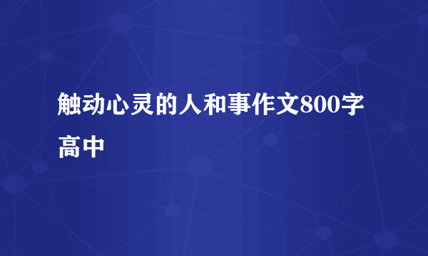 触动心灵的人和事作文800字高中