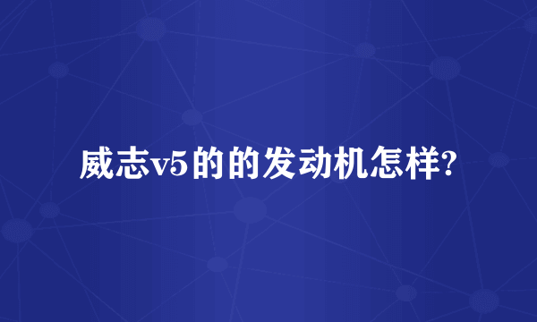 威志v5的的发动机怎样?