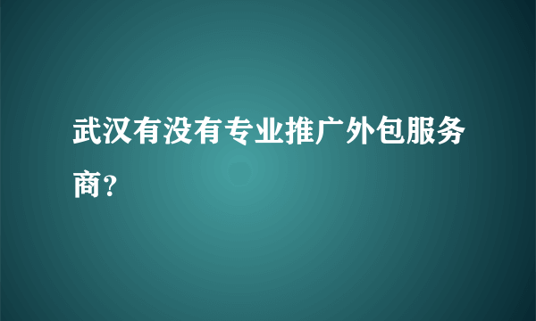 武汉有没有专业推广外包服务商？