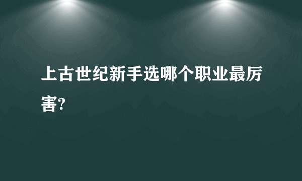 上古世纪新手选哪个职业最厉害?