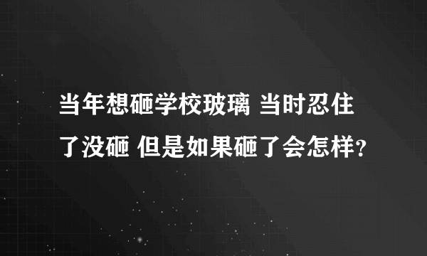 当年想砸学校玻璃 当时忍住了没砸 但是如果砸了会怎样？