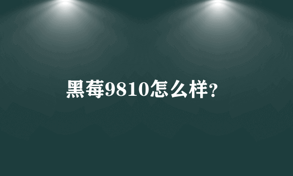 黑莓9810怎么样？