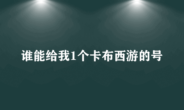 谁能给我1个卡布西游的号