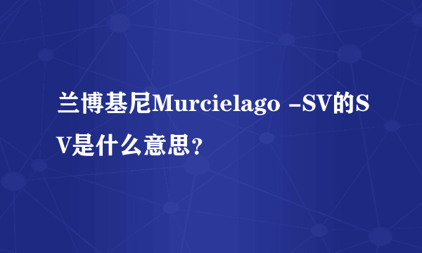 兰博基尼Murcielago -SV的SV是什么意思？