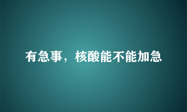 有急事，核酸能不能加急