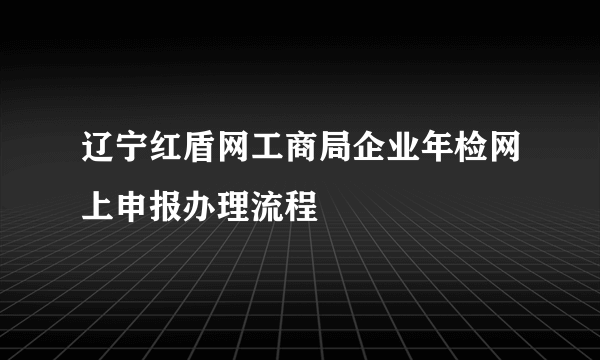 辽宁红盾网工商局企业年检网上申报办理流程