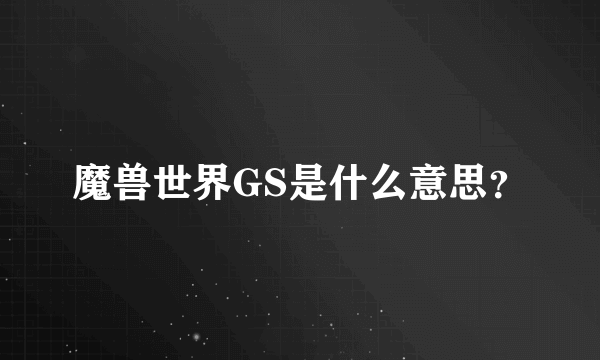 魔兽世界GS是什么意思？