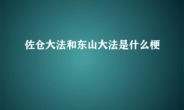 佐仓大法和东山大法是什么梗