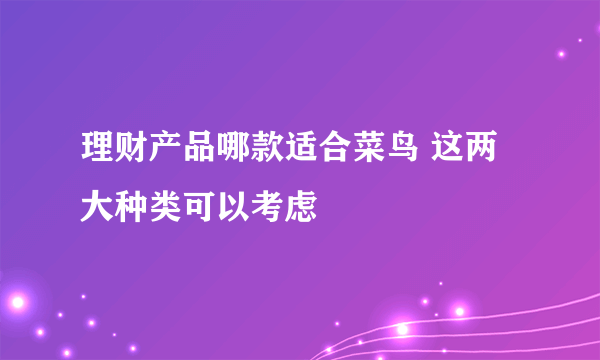 理财产品哪款适合菜鸟 这两大种类可以考虑