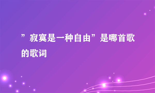 ”寂寞是一种自由”是哪首歌的歌词