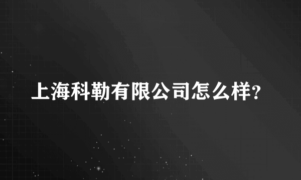 上海科勒有限公司怎么样？