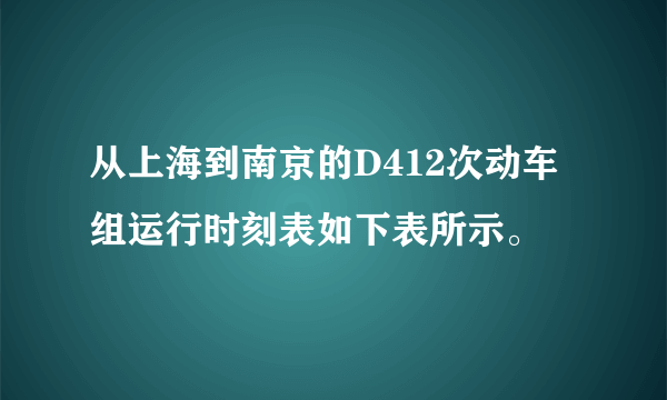 从上海到南京的D412次动车组运行时刻表如下表所示。