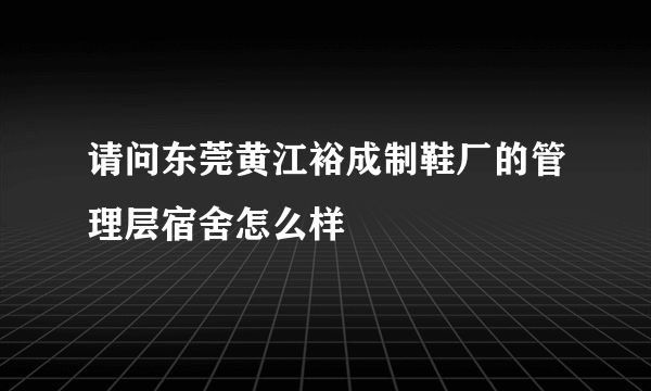 请问东莞黄江裕成制鞋厂的管理层宿舍怎么样