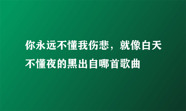 你永远不懂我伤悲，就像白天不懂夜的黑出自哪首歌曲