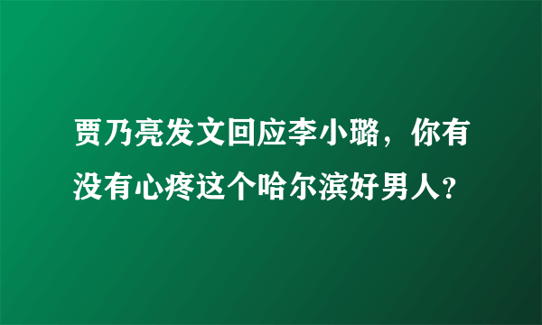 贾乃亮发文回应李小璐，你有没有心疼这个哈尔滨好男人？