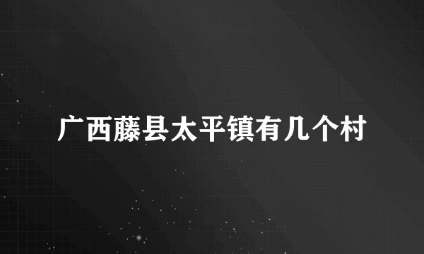 广西藤县太平镇有几个村