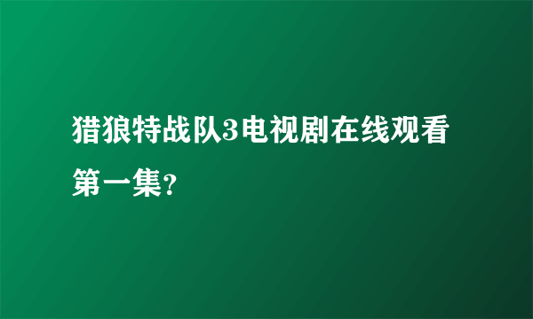 猎狼特战队3电视剧在线观看第一集？