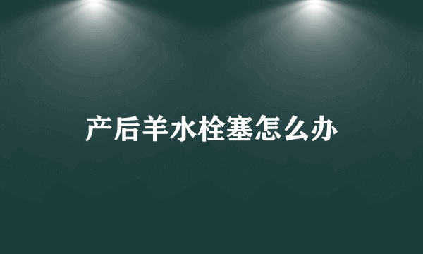 产后羊水栓塞怎么办